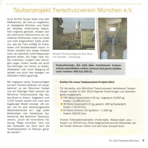 Tierheim München Taubenkosten 2013